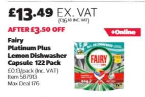 Fairy Platinum Plus Lemon Dishwasher Capsule 122 Pack