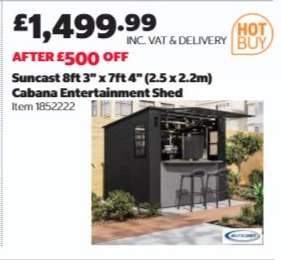 Suncast 8ft 3" x 7ft 4" (2.5 x 2.2m) Cabana Entertainment Shed