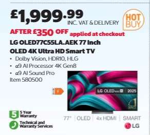 LG OLED77C55LA.AEK 77 Inch OLED 4K Ultra HD Smart TV