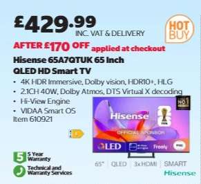 Hisense 65A7QTUK 65 Inch QLED HD Smart TV