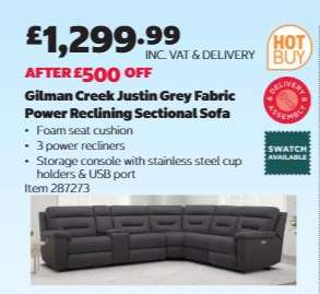 Gilman Creek Justin Grey Fabric Power Reclining Sectional Sofa