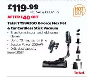 Tefal TY99A2GO X-Force Flex Pet & Car Cordless Stick Vacuum