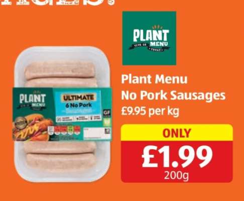 Plant Menu No Pork Sausages
