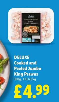 Deluxe Cooked and Peeled Jumbo King Prawns