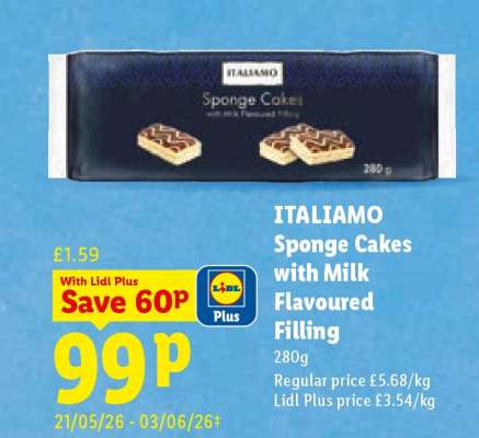 ITALIAMO Sponge Cakes With Milk Flavoured Filling