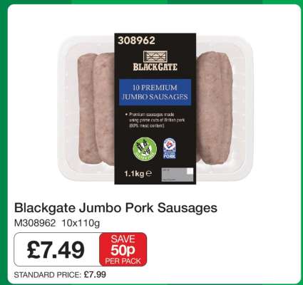 Blackgate Jumbo Pork Sausages