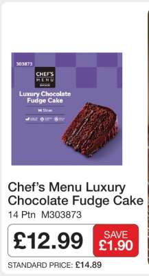 Chef’s Menu Luxury Chocolate Fudge Cake