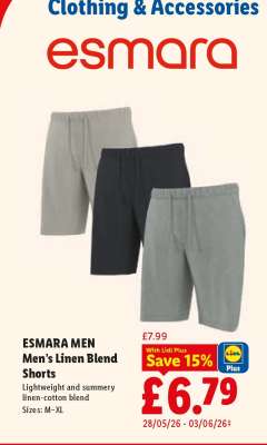ESMARA MEN Men's Linen Blend Shorts