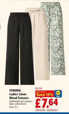 ESMARA Ladies’ Linen Blend Trousers