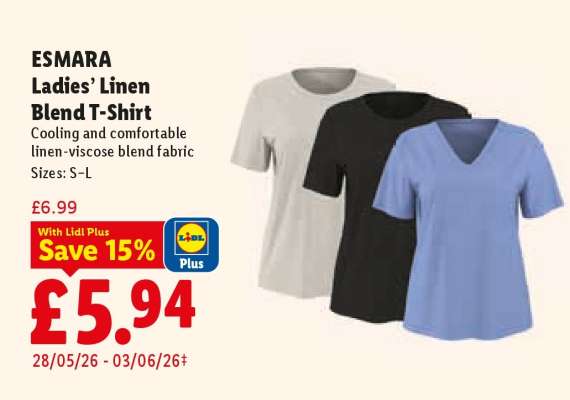 ESMARA Ladies’ Linen Blend T-Shirt