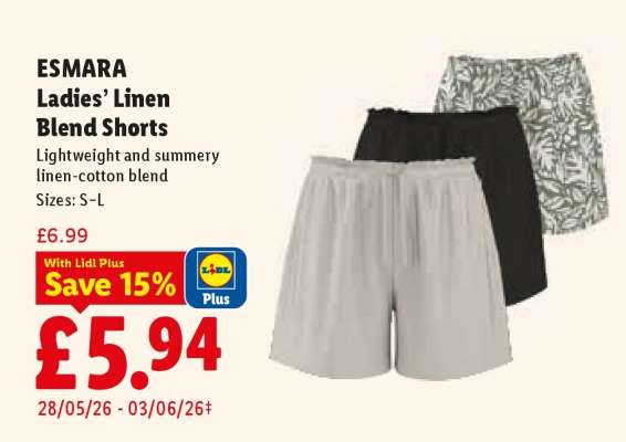ESMARA Ladies’ Linen Blend Shorts