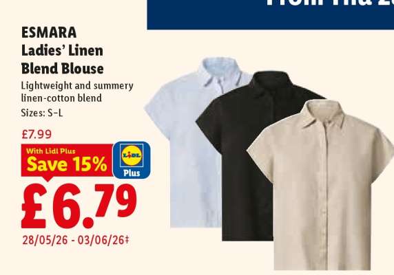 ESMARA Ladies’ Linen Blend Blouse