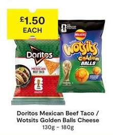Doritos Mexican Beef Taco / Wotsits Golden Balls Cheese