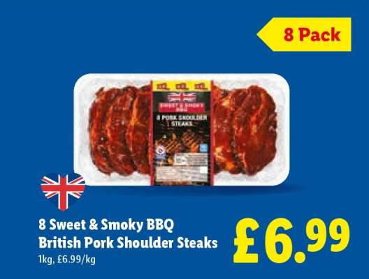 8 Sweet & Smoky BBQ British Pork Shoulder Steaks