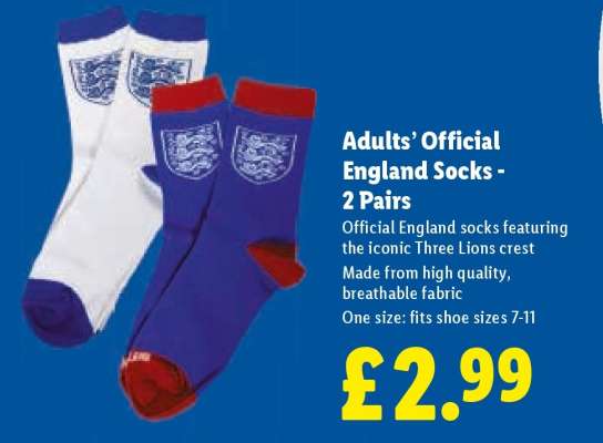 Adults’ Official England Socks - 2 Pairs