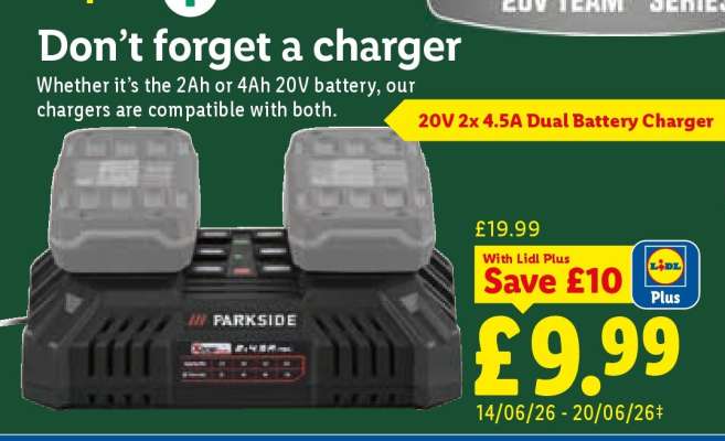 PARKSIDE 20V 2x 4.5A Dual Battery Charger