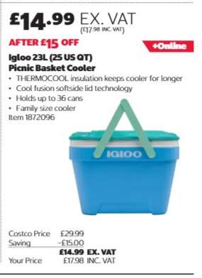 Igloo 23L (25 US QT) Picnic Basket Cooler