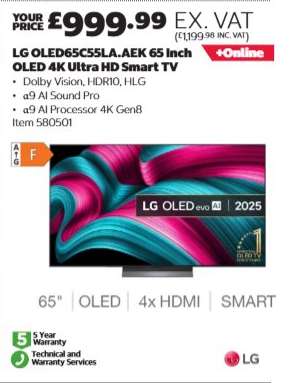 LG OLED65C55LA.AEK 65 Inch OLED 4K Ultra HD Smart TV