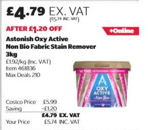 Astonish Oxy Active Non Bio Fabric Stain Remover 3kg
