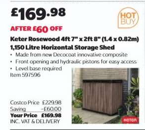 Keter Rosewood 4ft 7" x 2ft 8" (1.4 x 0.82m) 1,150 Litre Horizontal Storage Shed