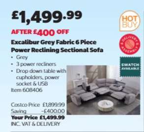 Excalibur Grey Fabric 6 Piece Power Reclining Sectional Sofa