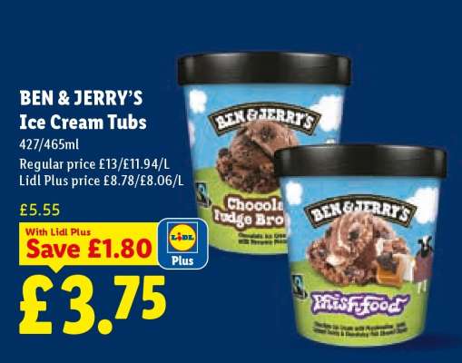 BEN & JERRY’S Ice Cream Tubs
