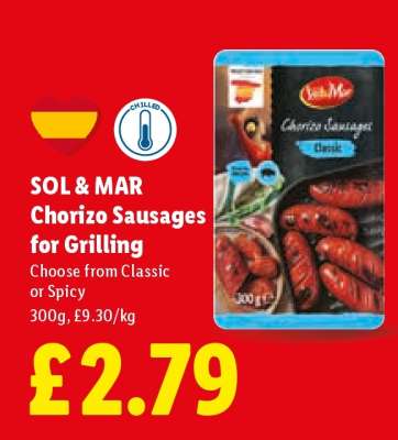 SOL & MAR Chorizo Sausages for Grilling