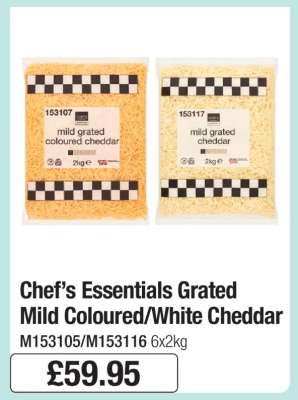 Chef’s Essentials Grated Mild Coloured/White Cheddar