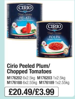 Cirio Peeled Plum/Chopped Tomatoes