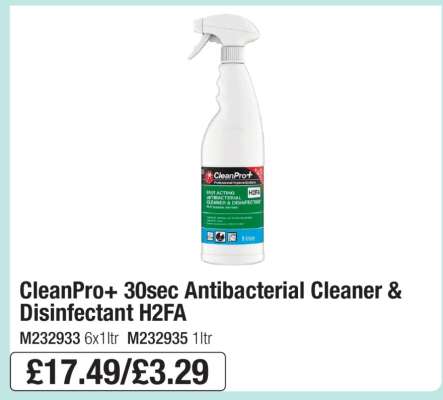 CleanPro+ 30sec Antibacterial Cleaner & Disinfectant H2FA