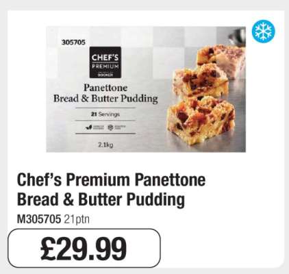 Chef’s Premium Panettone Bread & Butter Pudding
