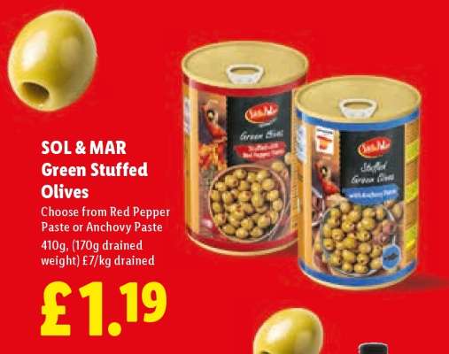 SOL & MAR Green Stuffed Olives