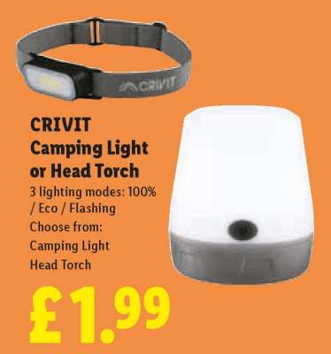 CRIVIT Camping Light or Head Torch