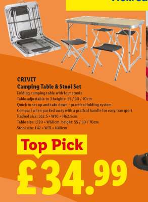 CRIVIT Camping Table & Stool Set