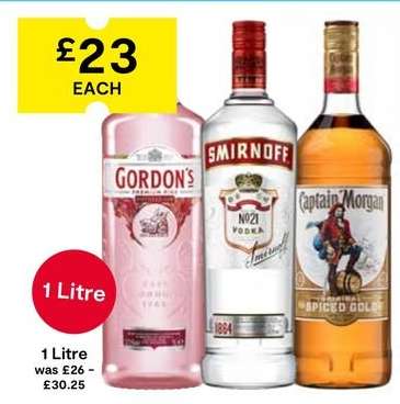 Gordon's Pink Gin, Smirnoff Vodka, Captain Morgan Spiced Gold