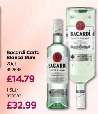 Bacardi Carta Blanca Rum 70cl