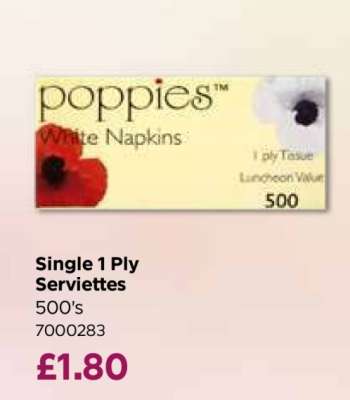 Single 1 Ply Serviettes