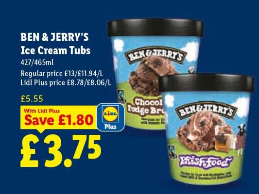 BEN & JERRY’S Ice Cream Tubs