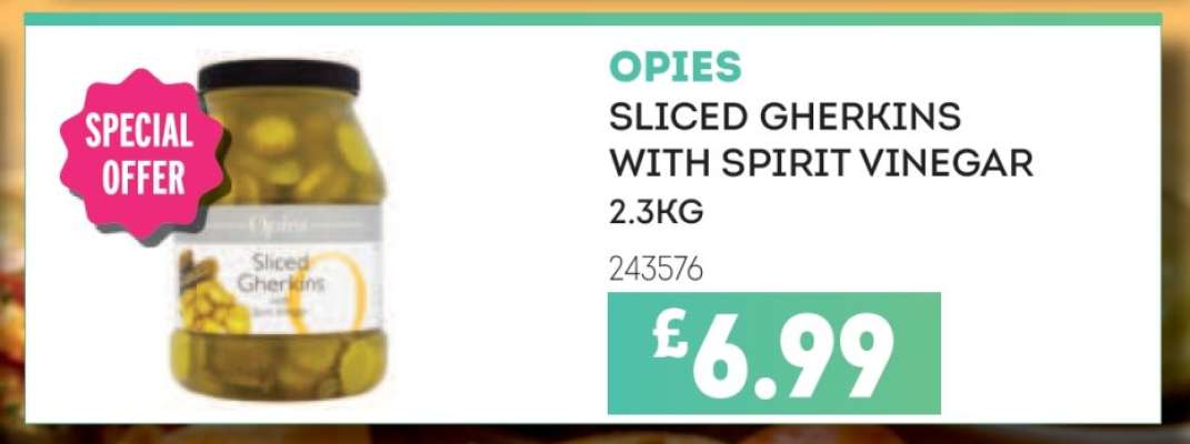Opies Sliced Gherkins with Spirit Vinegar