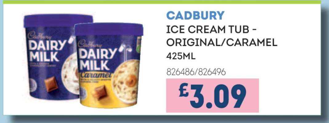CADBURY ICE CREAM TUB - ORIGINAL/CARAMEL 425ML