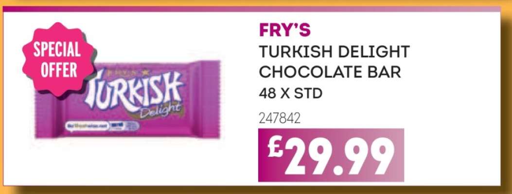 FRY'S TURKISH DELIGHT CHOCOLATE BAR