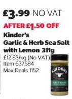Kinder's Garlic & Herb Sea Salt with Lemon 311g