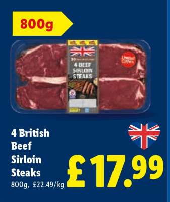 4 British Beef Sirloin Steaks