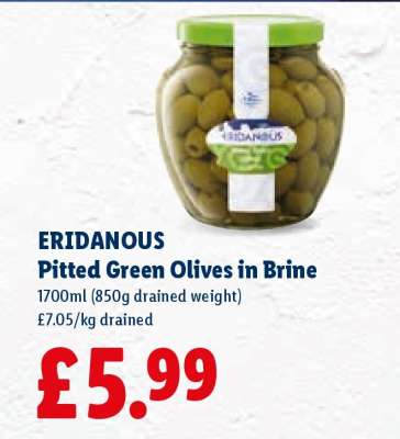 Eridanous Pitted Green Olives in Brine