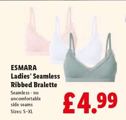ESMARA Ladies’ Seamless Ribbed Bralette