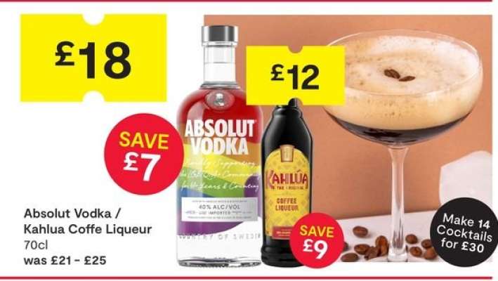 Absolut Vodka / Kahlua Coffee Liqueur