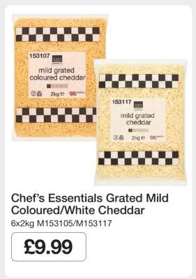 Chef’s Essentials Grated Mild Coloured/White Cheddar