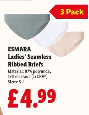 ESMARA Ladies’ Seamless Ribbed Briefs