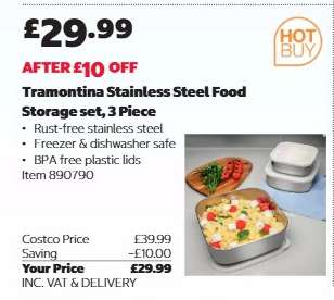 Tramontina Stainless Steel Food Storage set, 3 Piece