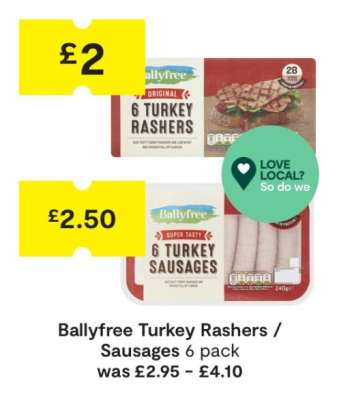 Ballyfree Turkey Rashers / Sausages